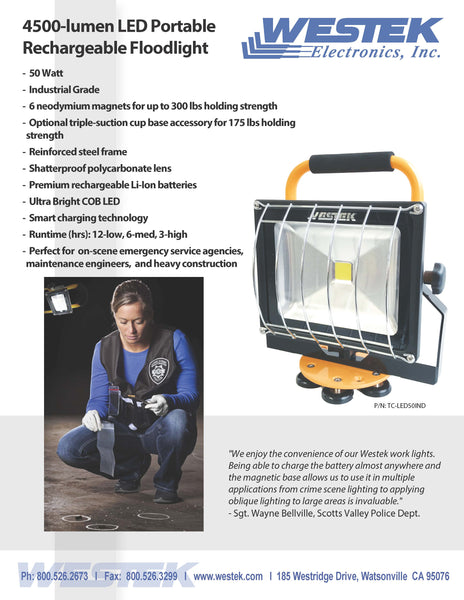 Portable rechargeable floodlight sales
