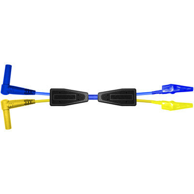 (2) R/A 2mm Shrouded Mini Bananas-(2) Alligator Clips-Blue-6ft